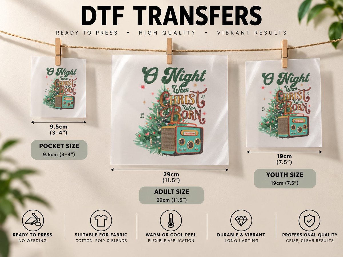 O Night When Christ Was Born DTF Transfer Iron On