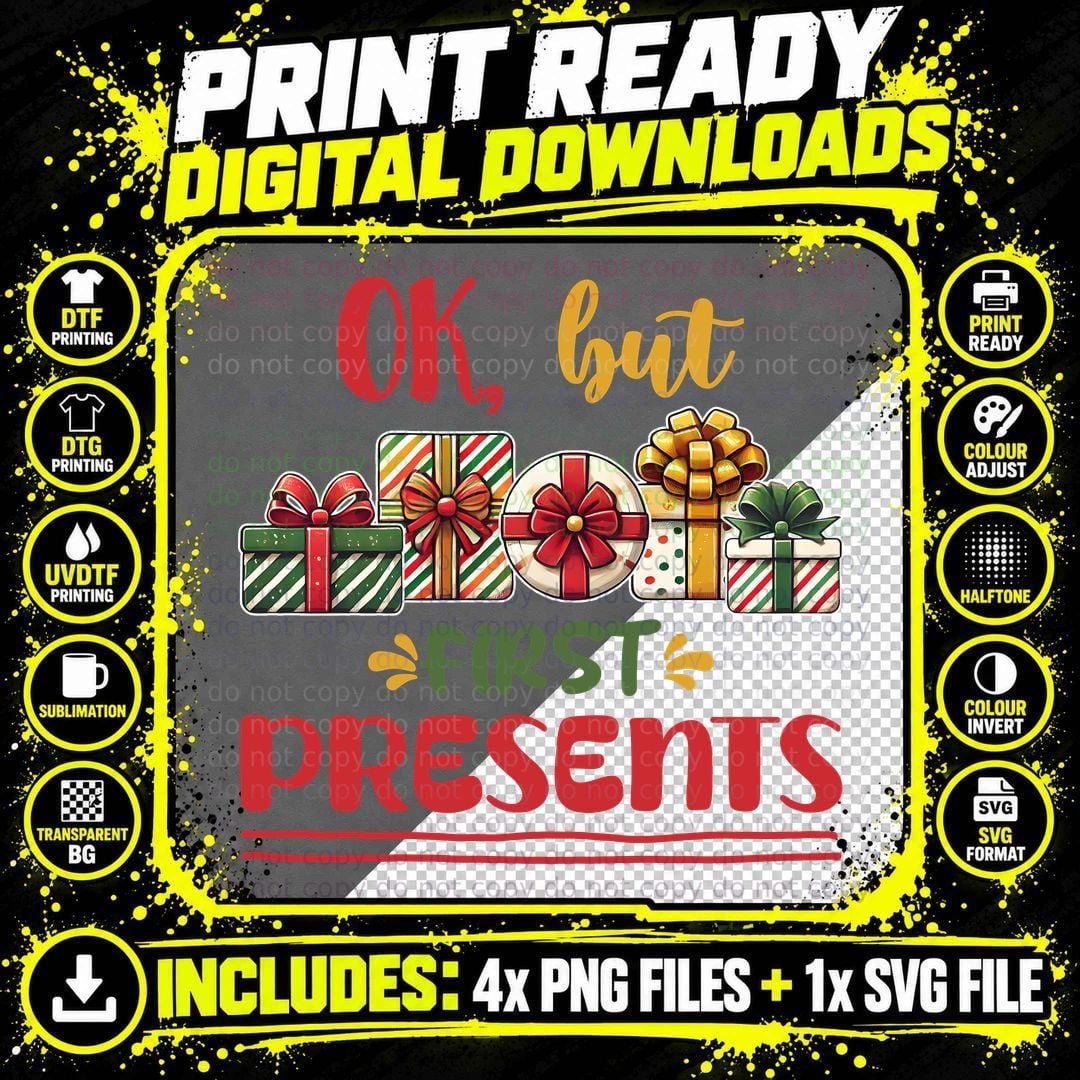 OK but First Presents Winter T-Shirt Png SVG Digital Bundle