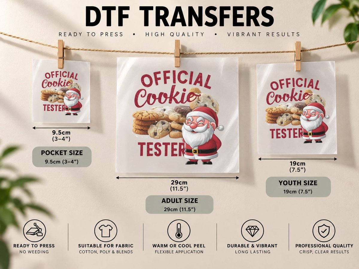 Official Cookie Tester Christmas, Funny Xmas, Xmas Humor DTF Transfer Iron On