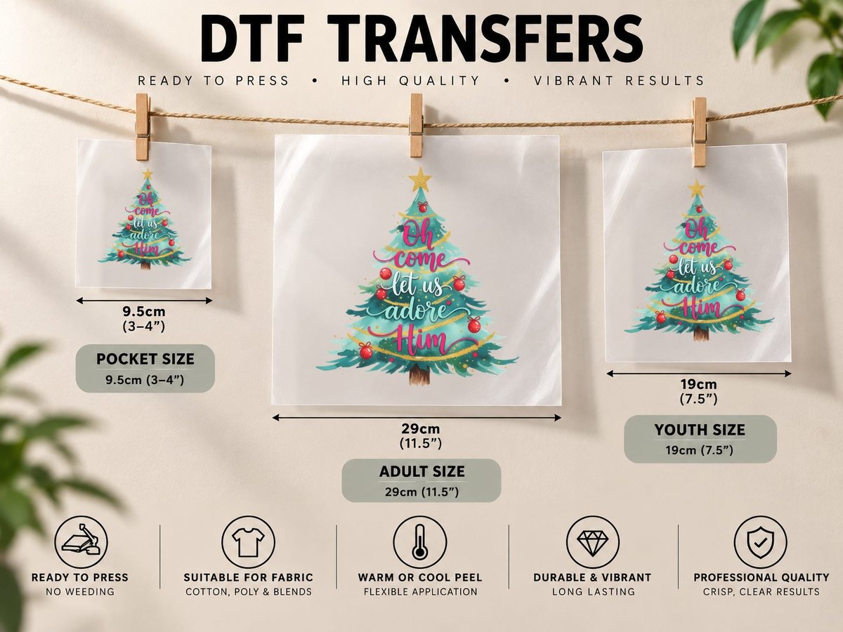 Oh Come Let Us Adore Him Christmas, Funny Xmas DTF Transfer Iron On