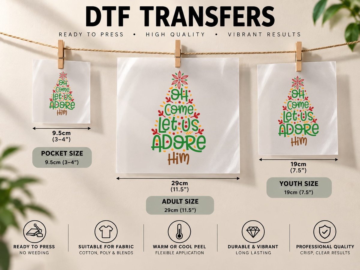 Oh Come Let Us Adore Him DTF Transfer Iron On