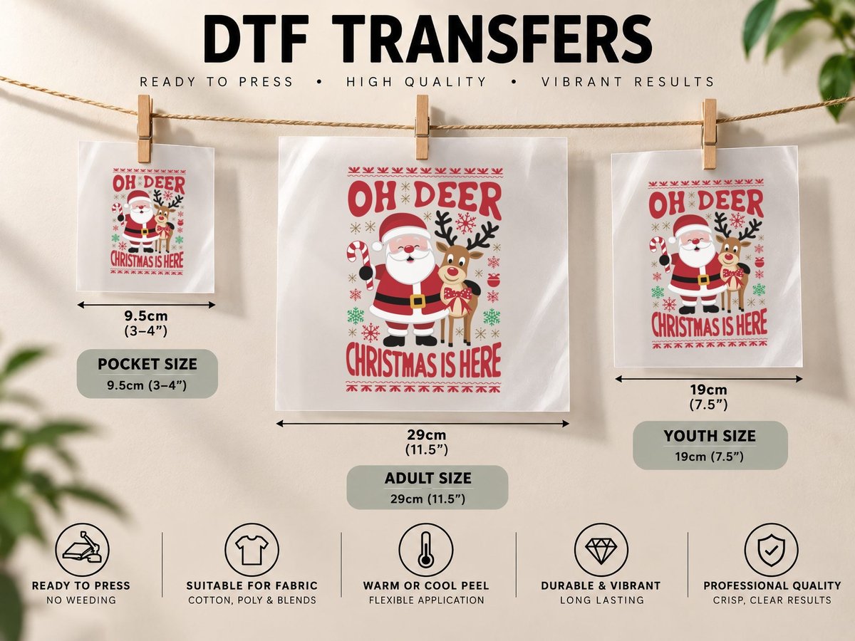 Oh Deer Christmas Is Here Christmas, Funny Xmas, Xmas Humor DTF Transfer Iron On