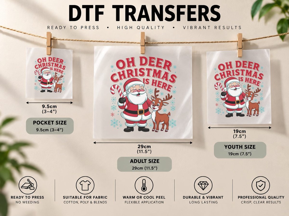 Oh Deer Christmas Is Here Christmas, Funny Xmas DTF Transfer Iron On