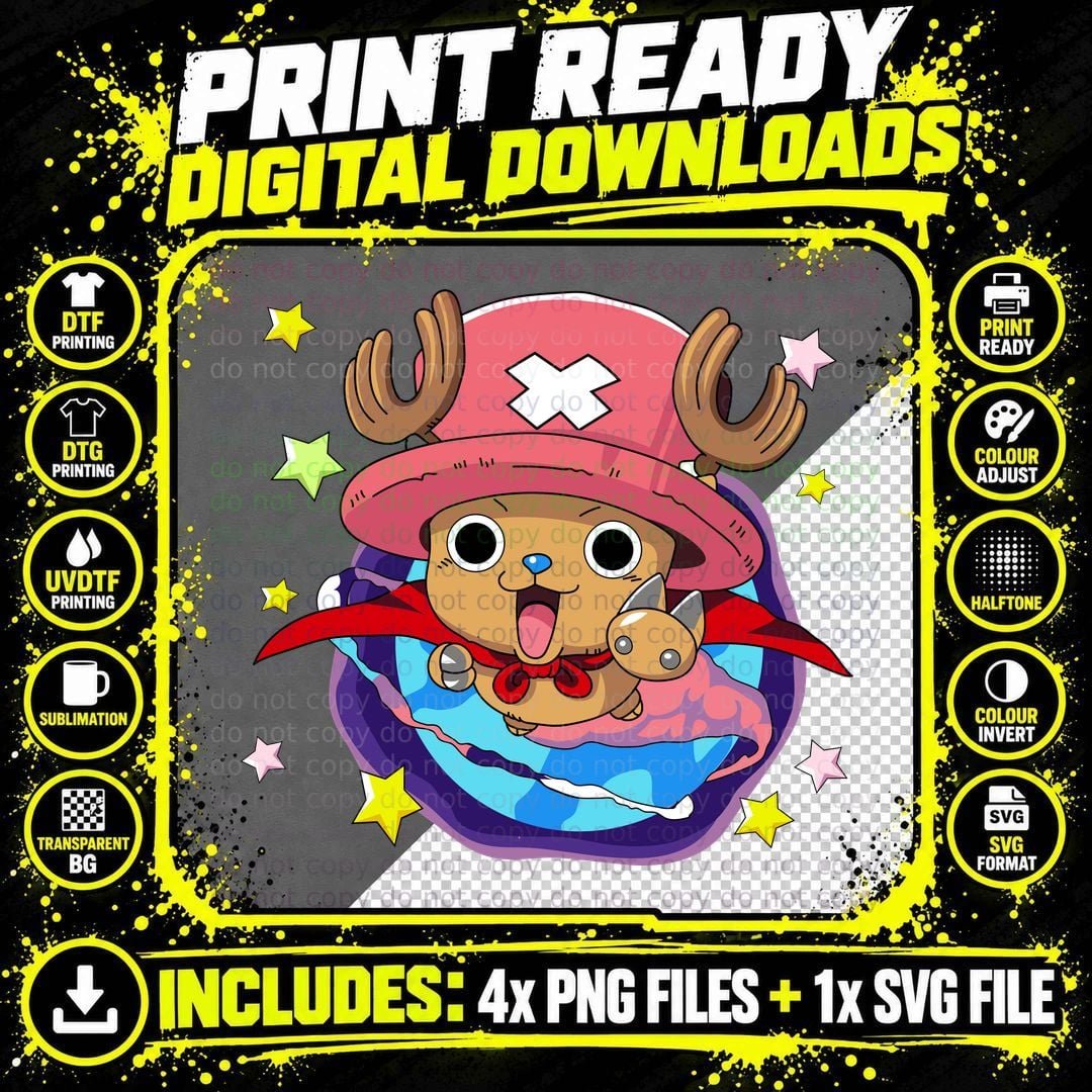 One Piece Reindeer Doctor Pink Hat Horns Cute Chibi Png SVG Digital Bundle