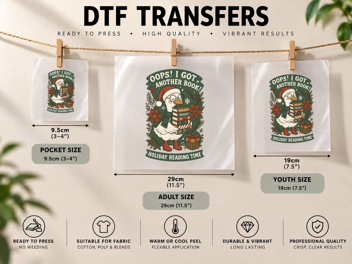 Oops! I Got Another Book! Holiday Reading Time Christmas DTF Transfer Iron On
