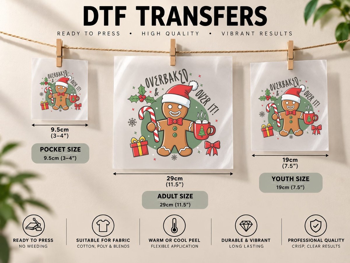Overbaked & Wired Christmas, Funny Xmas, Xmas Humor DTF Transfer Iron On