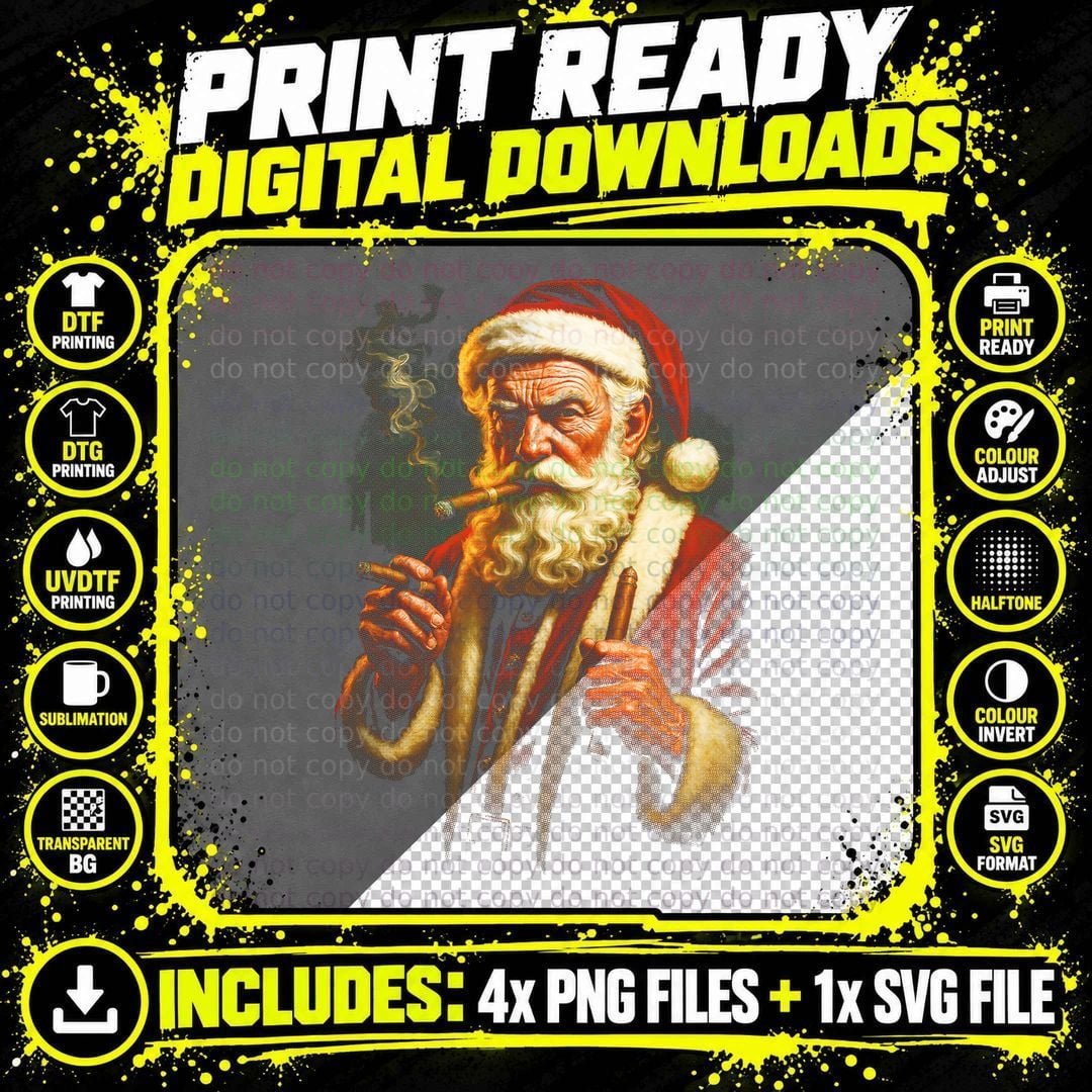 Papai Noel 5 Halftone A4 T-Shirt Png SVG Digital Bundle