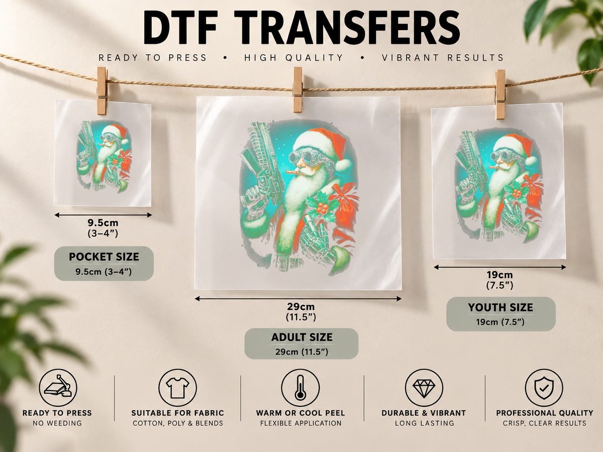 Papai Noel 6 Halftone A3 DTF Transfer Iron On