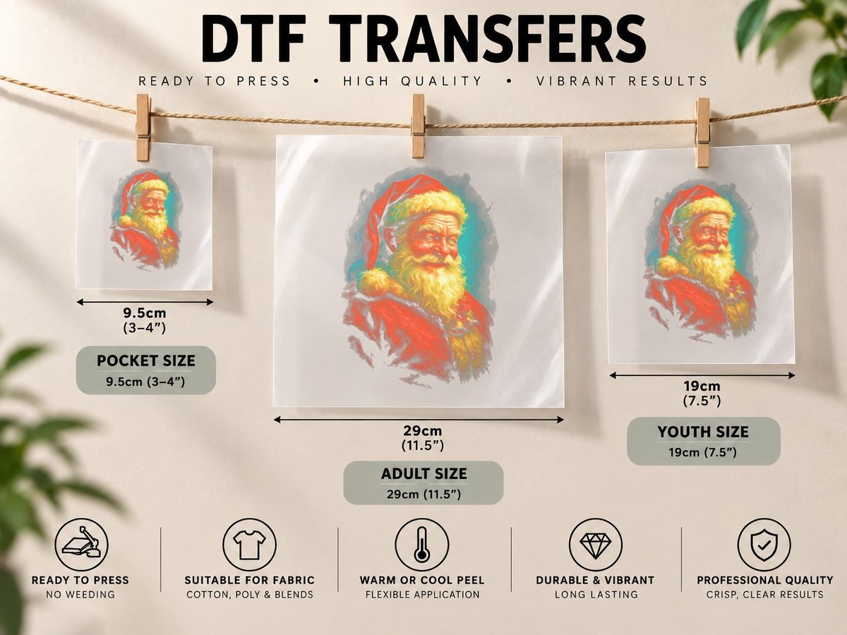 Papai Noel 7 Halftone A3 DTF Transfer Iron On