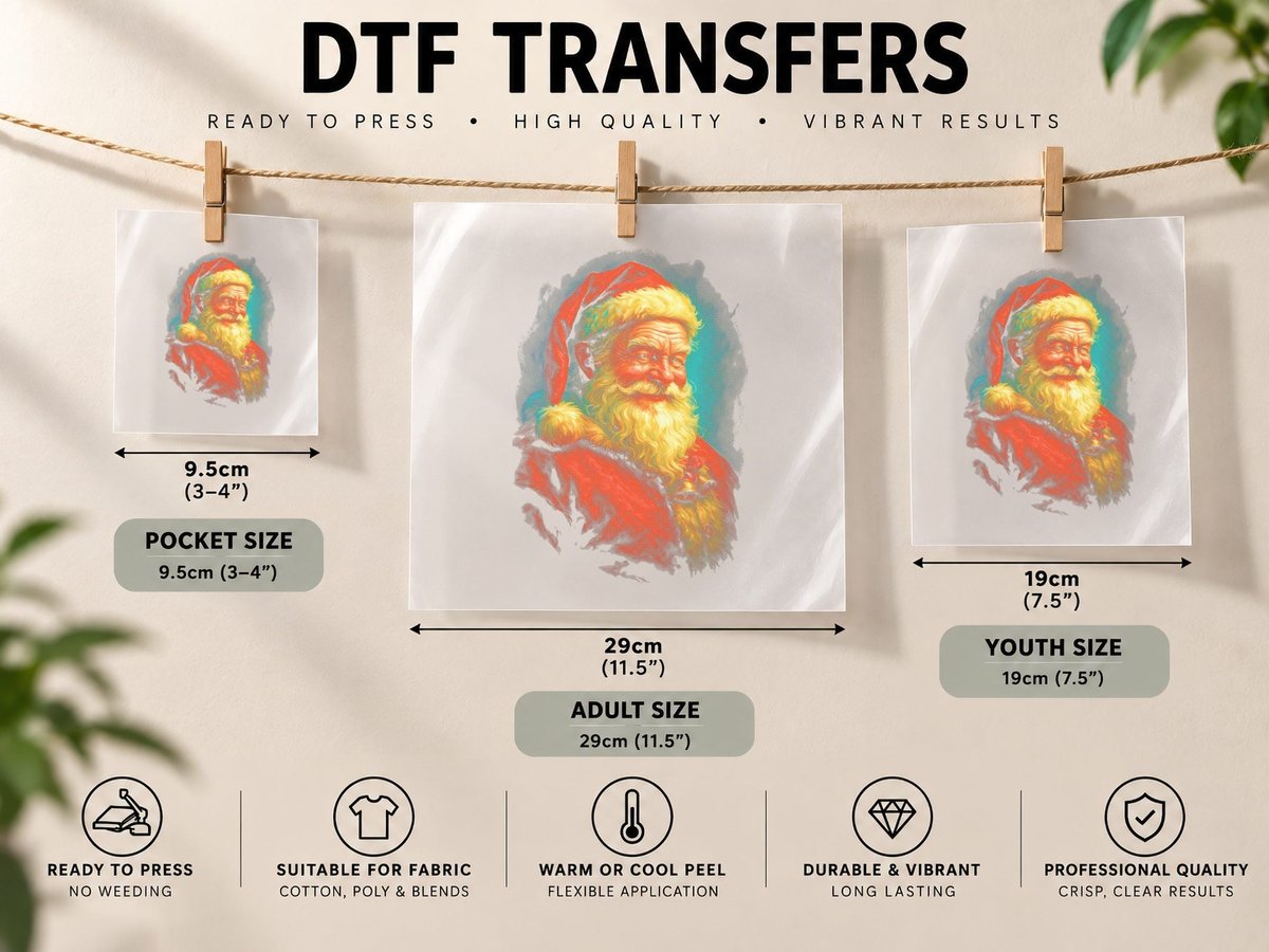 Papai Noel 7 Halftone A4 DTF Transfer Iron On