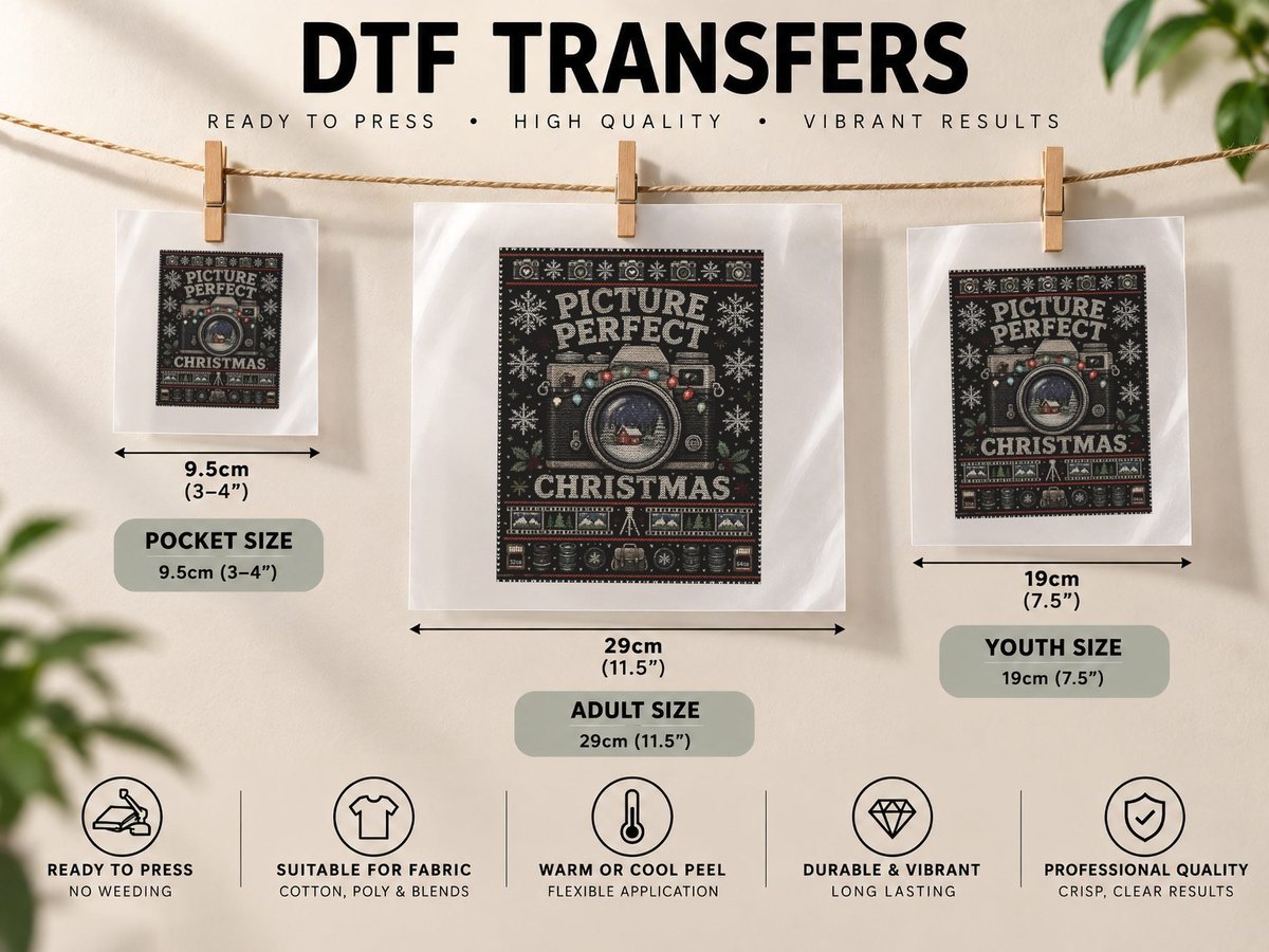 Photography Ugly Christmas Camera Holiday Vintage Retro DTF Transfer Iron On