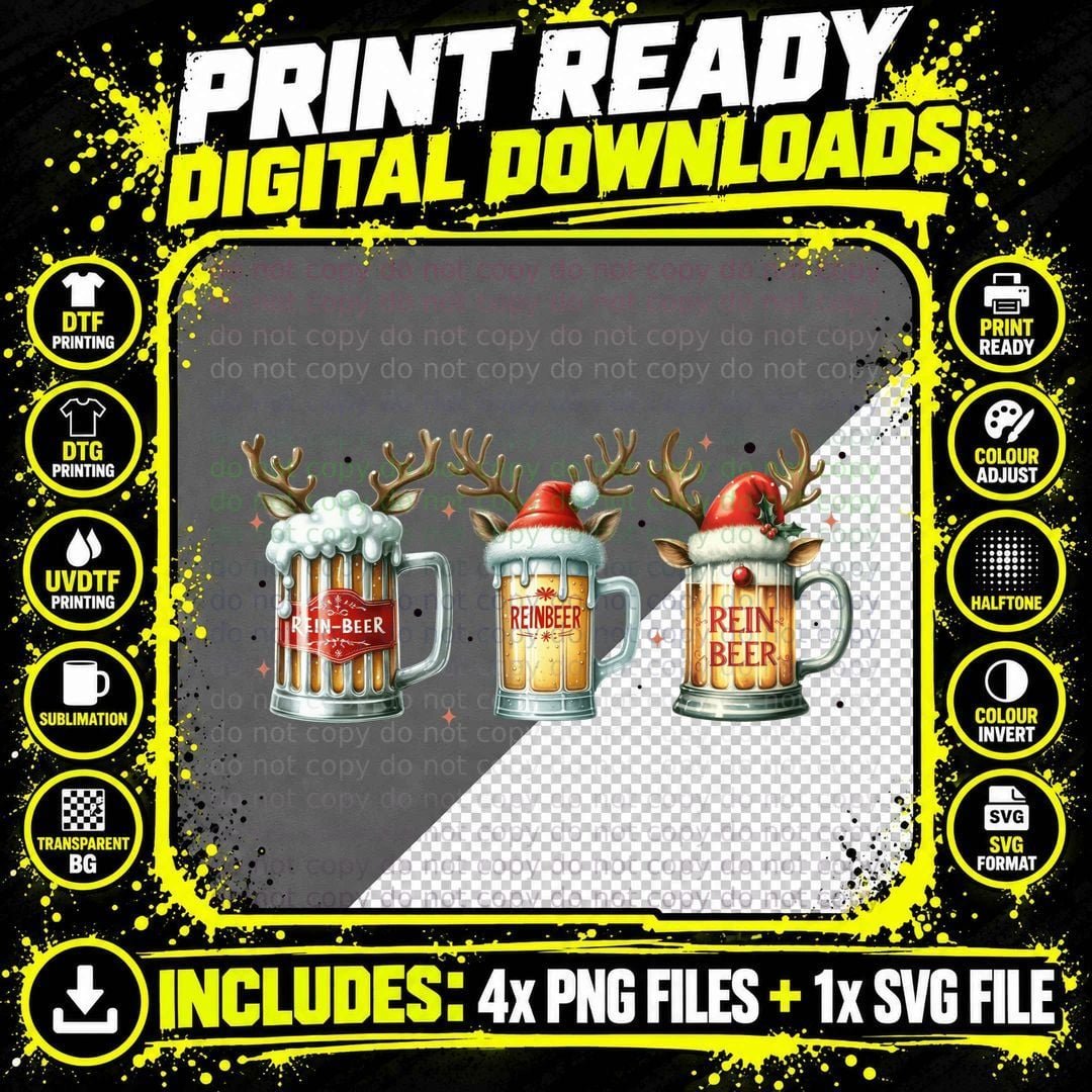 Rein-Beer Christmas T-Shirt, Funny Xmas Tee Png SVG Digital Bundle