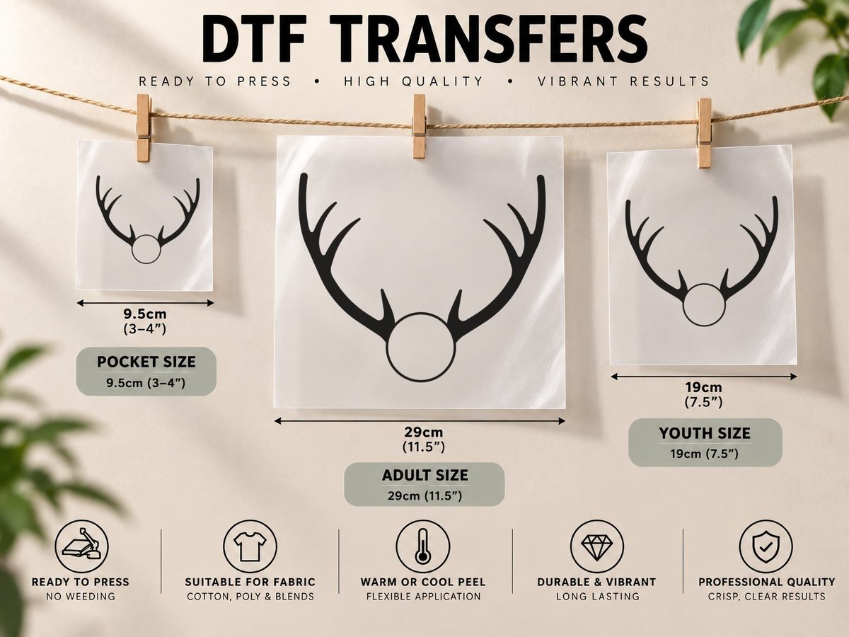 Reindeer Antlers with Nose, Trendy Graphic, Cool Design DTF Transfer Iron On