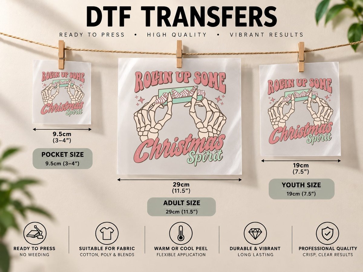 Rollin up Some Christmas Spirit Christmas DTF Transfer Iron On
