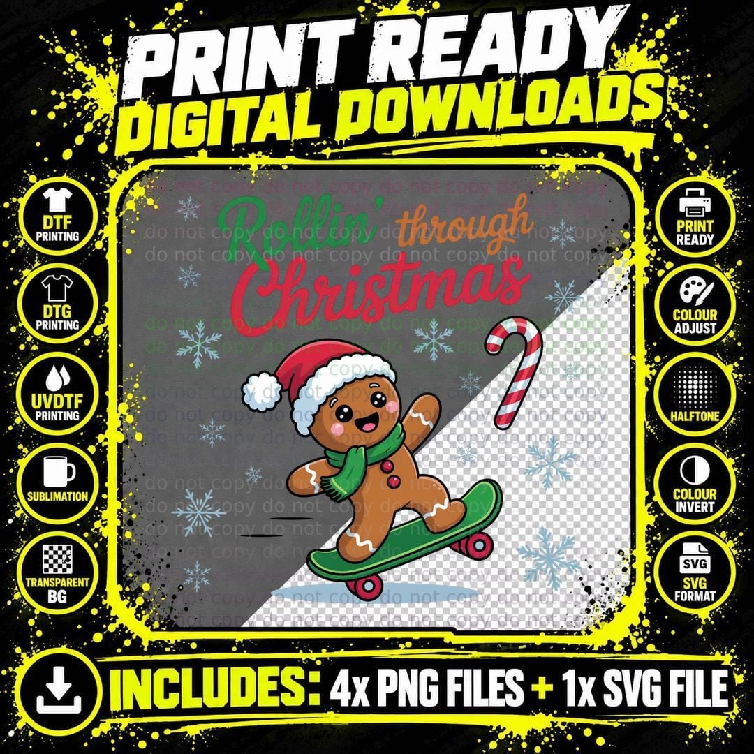 Rollin' Through Christmas T-Shirt, Funny Xmas Tee Png SVG Digital Bundle