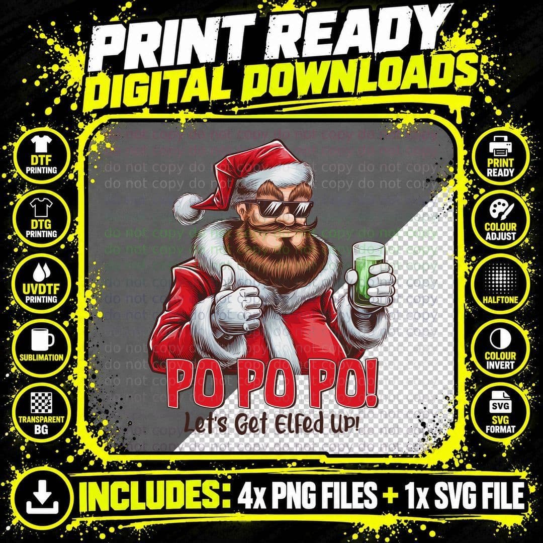Santa Claus Christmas Design T-Shirt, Funny Xmas Tee Png SVG Digital Bundle