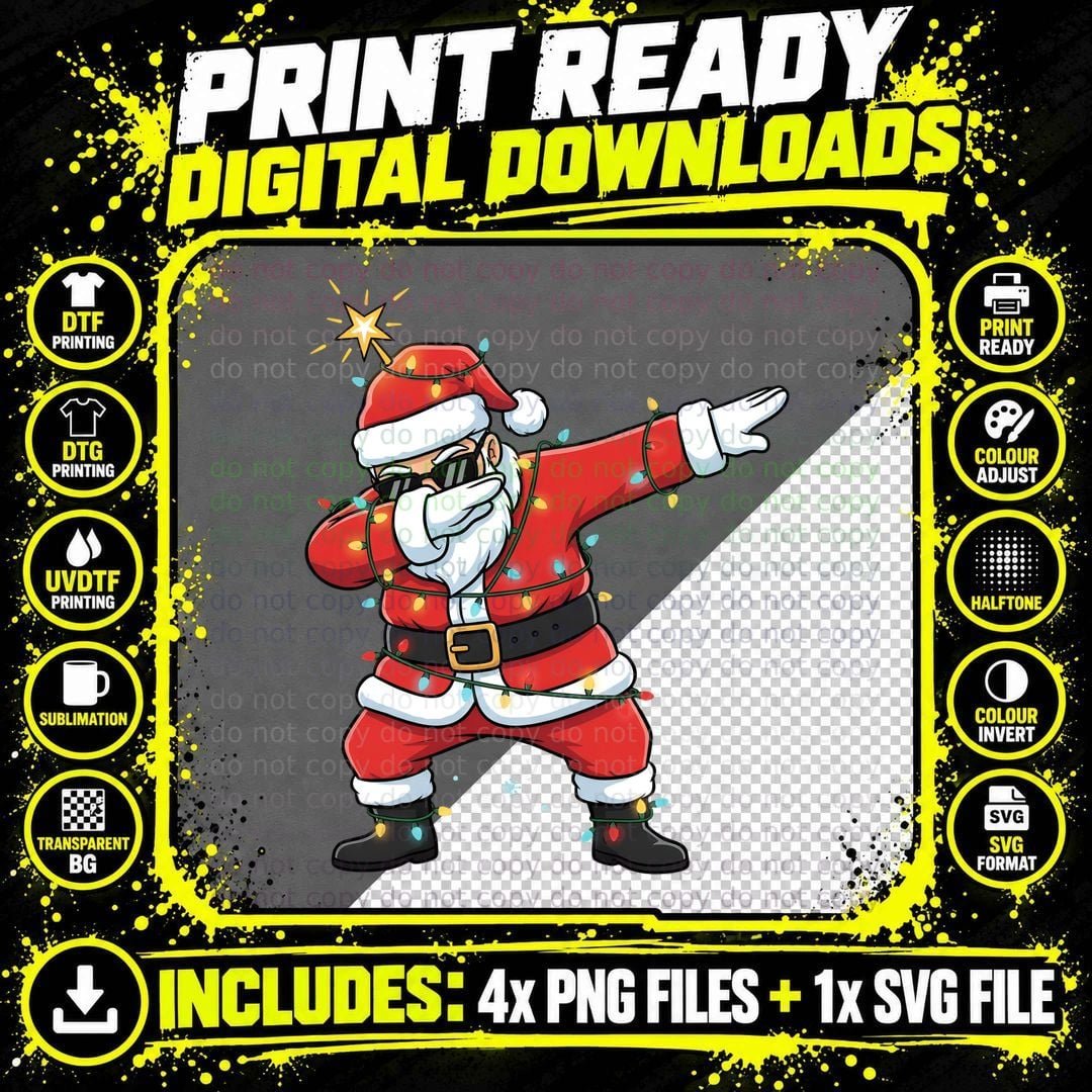 Santa Dabbing Pose Christmas T-Shirt Png SVG Digital Bundle