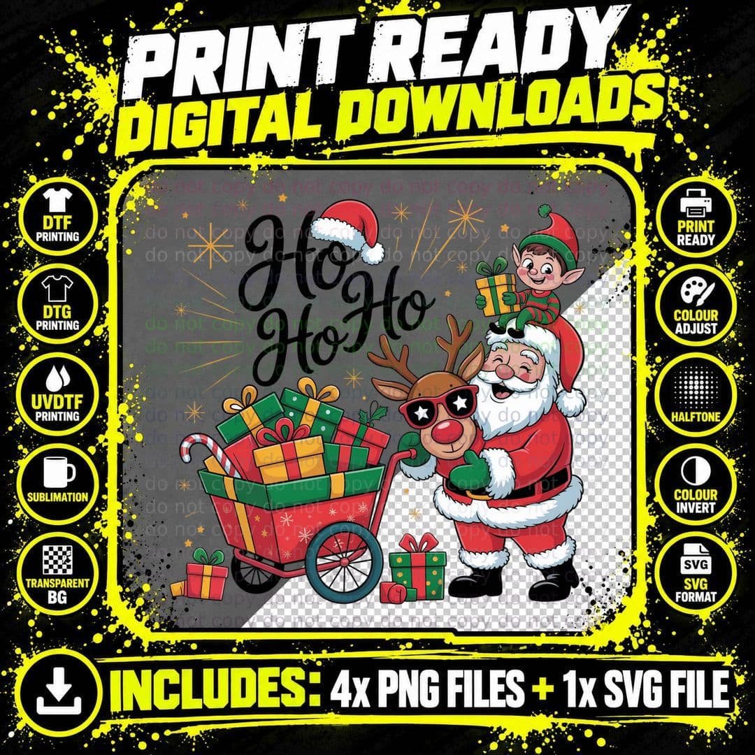 Santa Elf Gifts Christmas T-Shirt, Funny Xmas Graphic Png SVG Digital Bundle