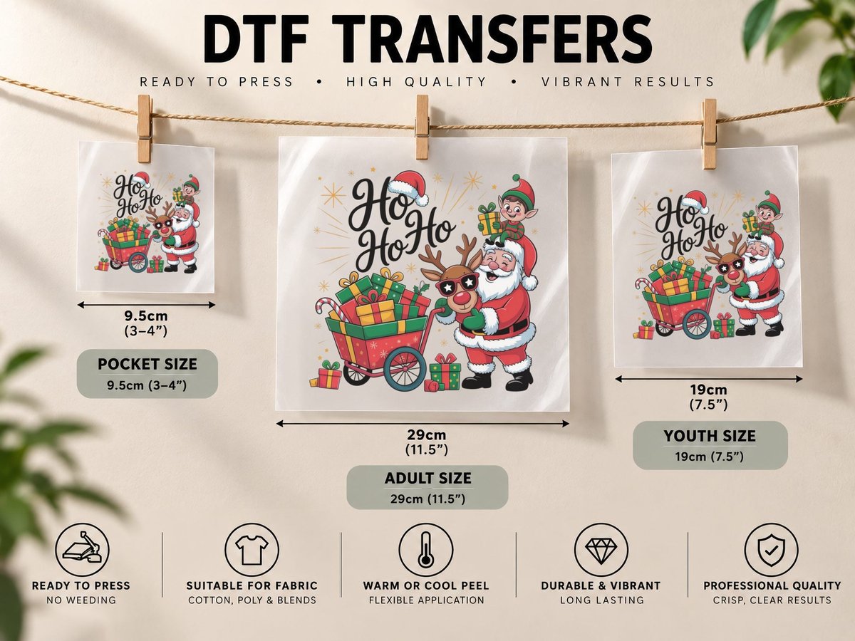 Santa Elf Gifts Christmas, Funny Xmas Graphic, Ugly DTF Transfer Iron On