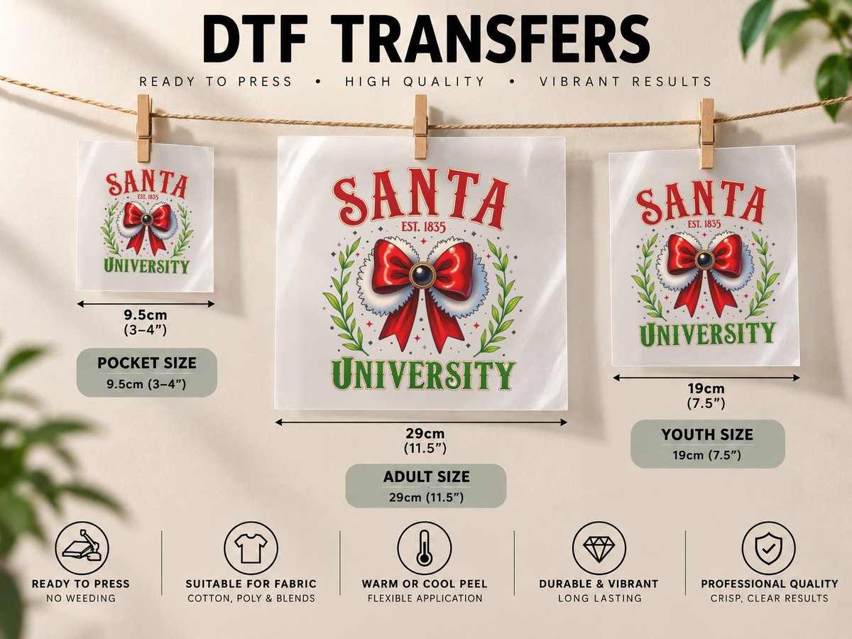 Santa Est. 1835 University Christmas, Funny Xmas DTF Transfer Iron On