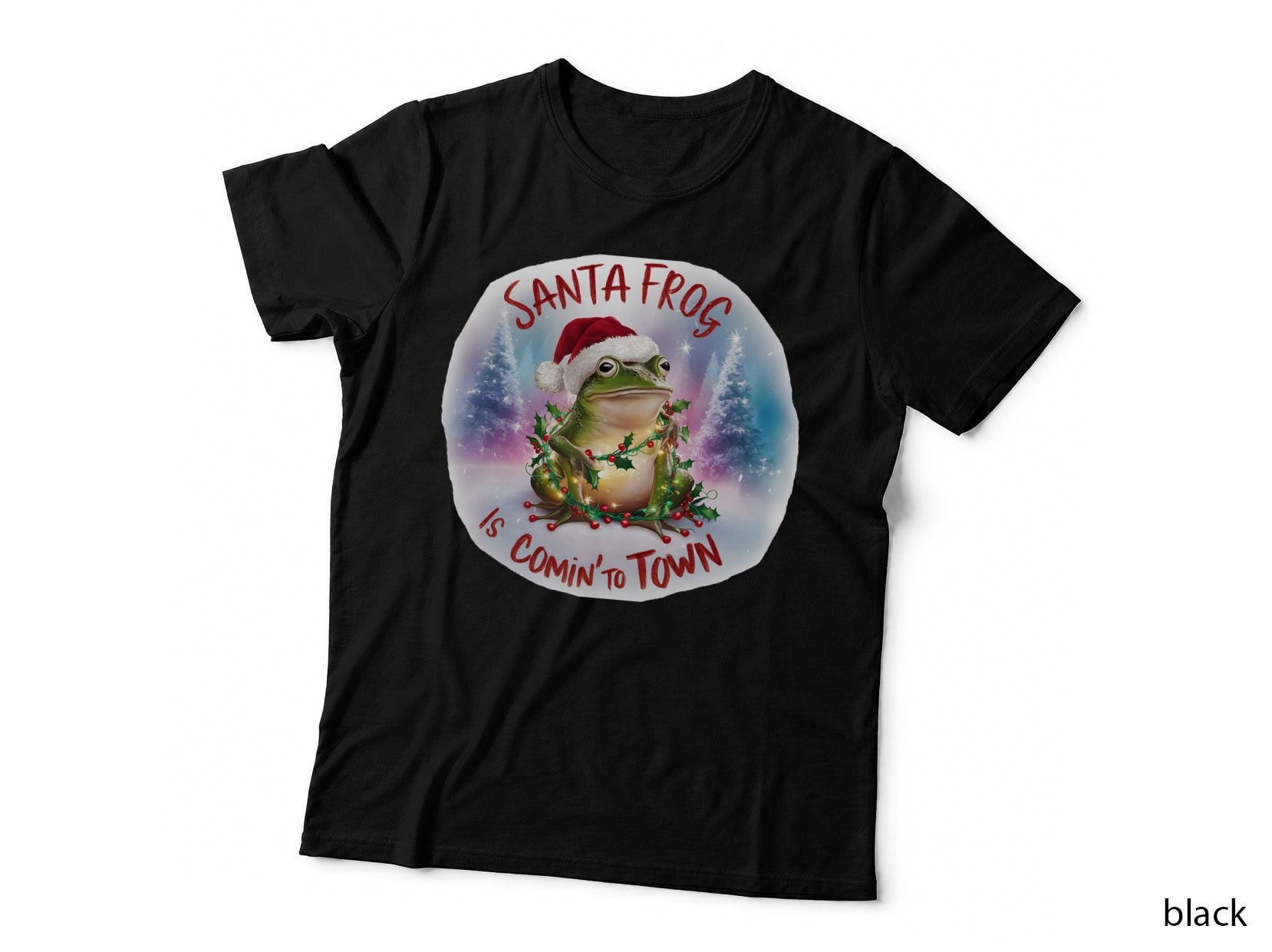 Santa Frogs Is Comin' to Town Christmas T-Shirt, Funny Xmas Tee