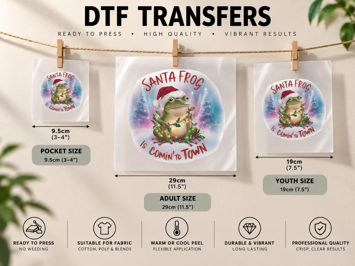 Santa Frogs Is Comin' to Town Christmas, Funny Xmas DTF Transfer Iron On