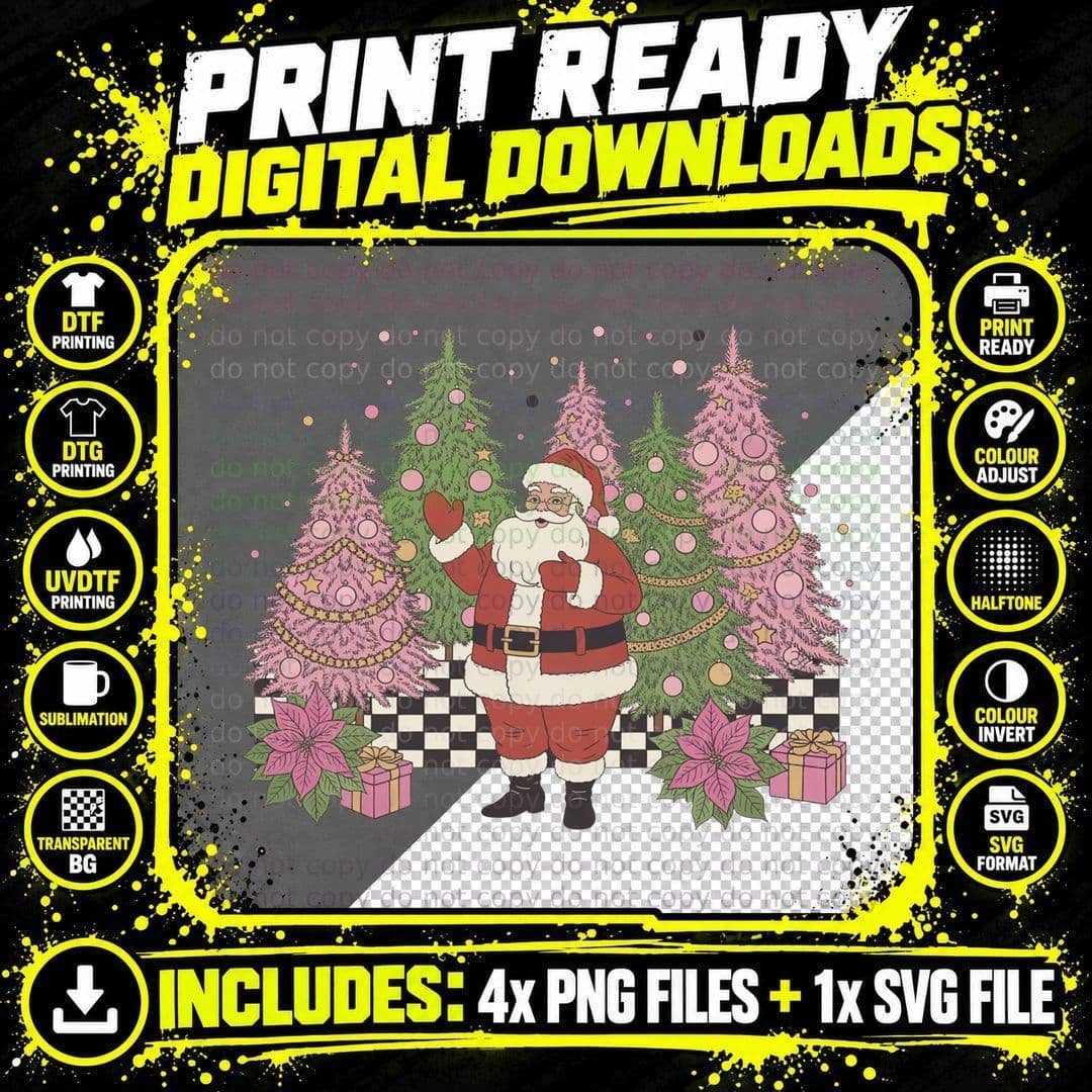 Santa Heart Giving Christmas T-Shirt Png SVG Digital Bundle