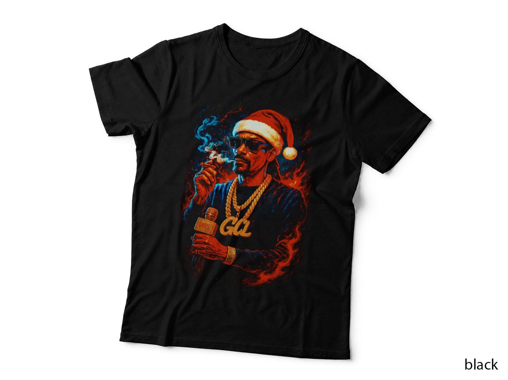 Santa Rapper Red Gold Halftone Streetwear T-Shirt