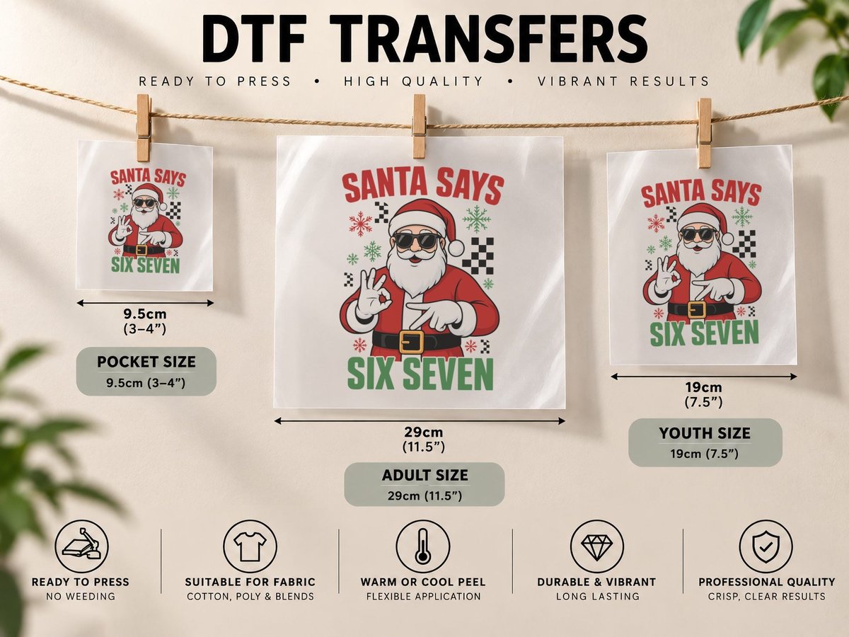 Santa Says Six Seven Christmas, Funny Xmas, Ugly DTF Transfer Iron On