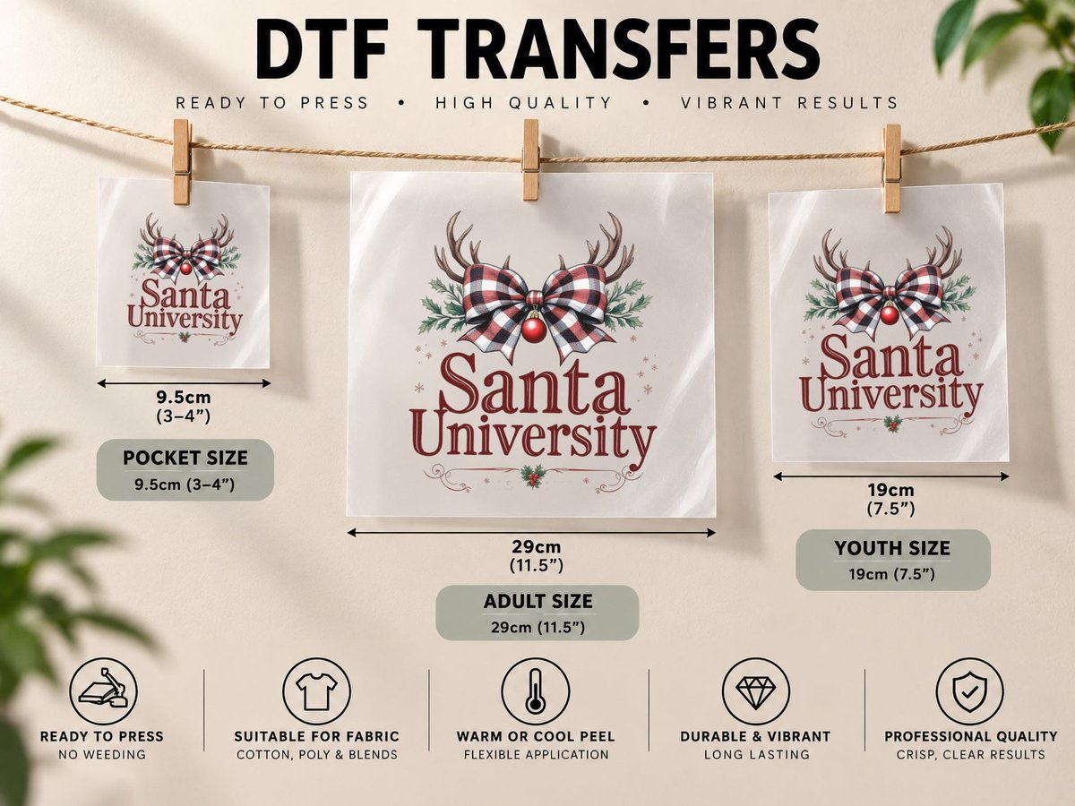 Santa University Christmas, Funny Xmas DTF Transfer Iron On