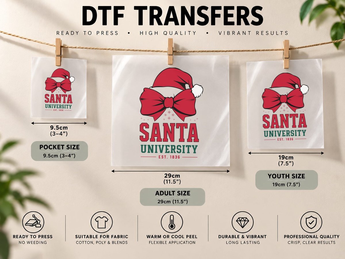 Santa University Est. 1836 Christmas, Funny Xmas DTF Transfer Iron On