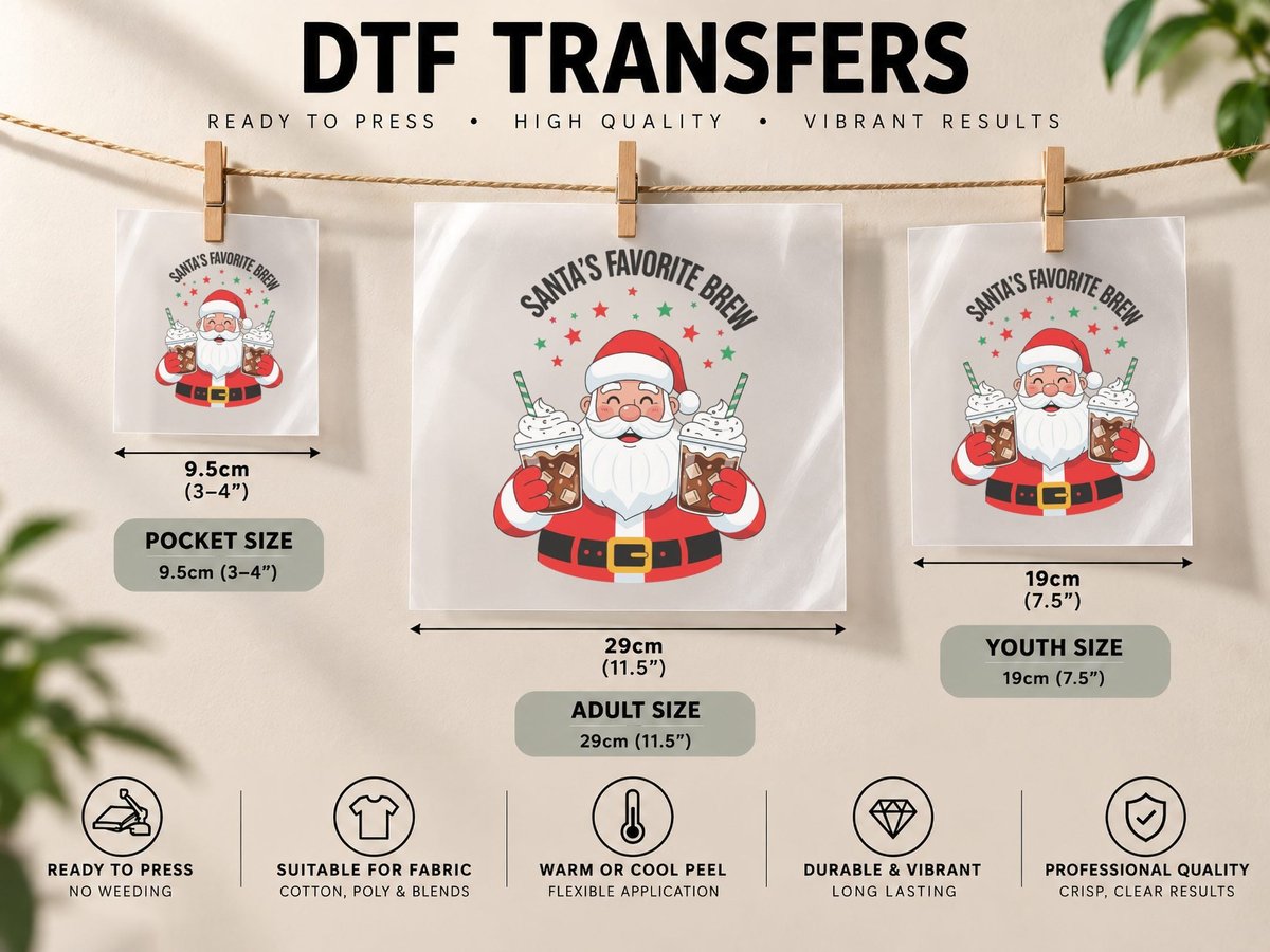 Santa's Favorite Brew Christmas, Funny Xmas, Holiday Gift DTF Transfer Iron On