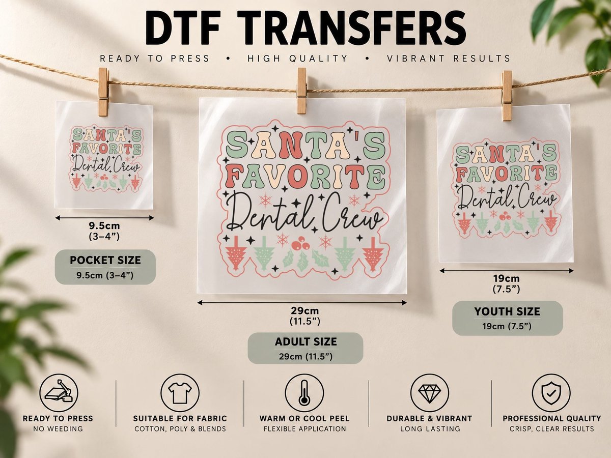 Santa's Favorite Dental Crew Dental DTF Transfer Iron On