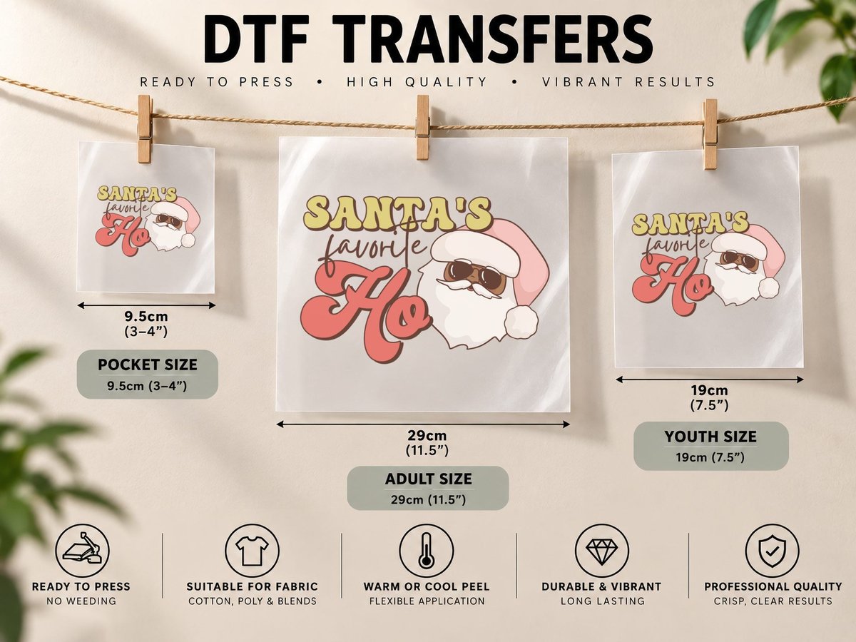 Santa's Favorite Ho Christmas, Santa Wearing Sunglasses DTF Transfer Iron On