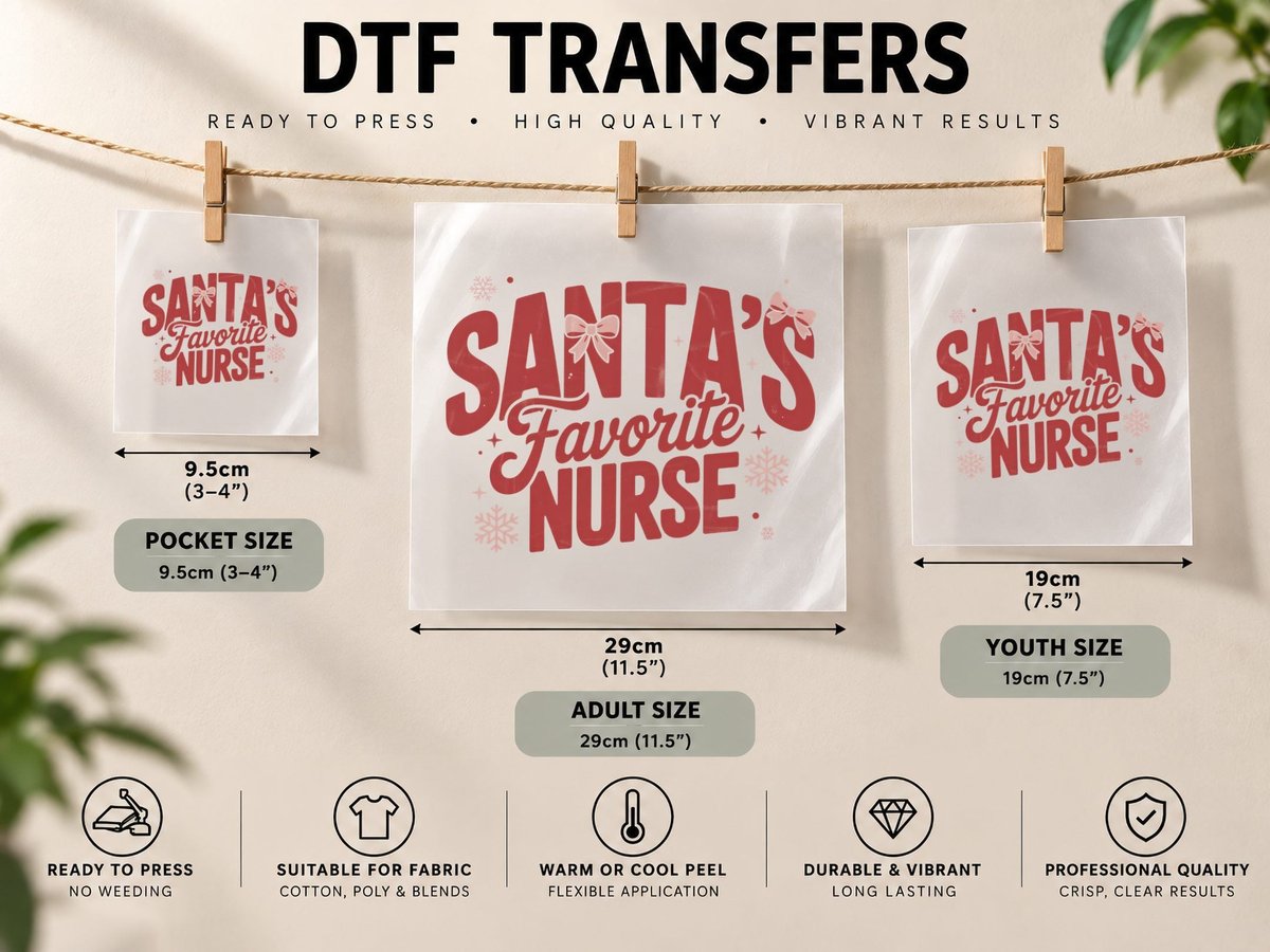 Santa's Favorite Nurse Christmas, Funny Xmas, Xmas Humor DTF Transfer Iron On
