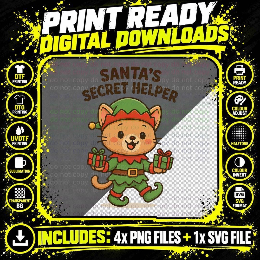 Santa's Secret Helper Christmas T-Shirt, Funny Xmas Tee Png SVG Digital Bundle