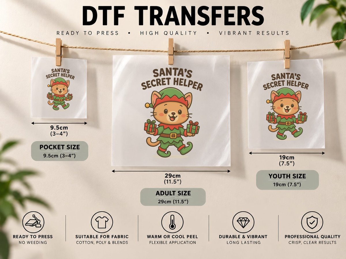 Santa's Secret Helper Christmas, Funny Xmas, Ugly DTF Transfer Iron On