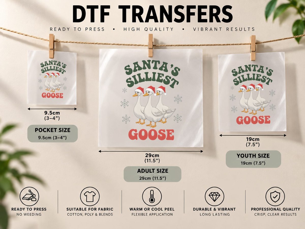 Santa's Silliest Goose Christmas, Funny Xmas, Xmas Humor DTF Transfer Iron On