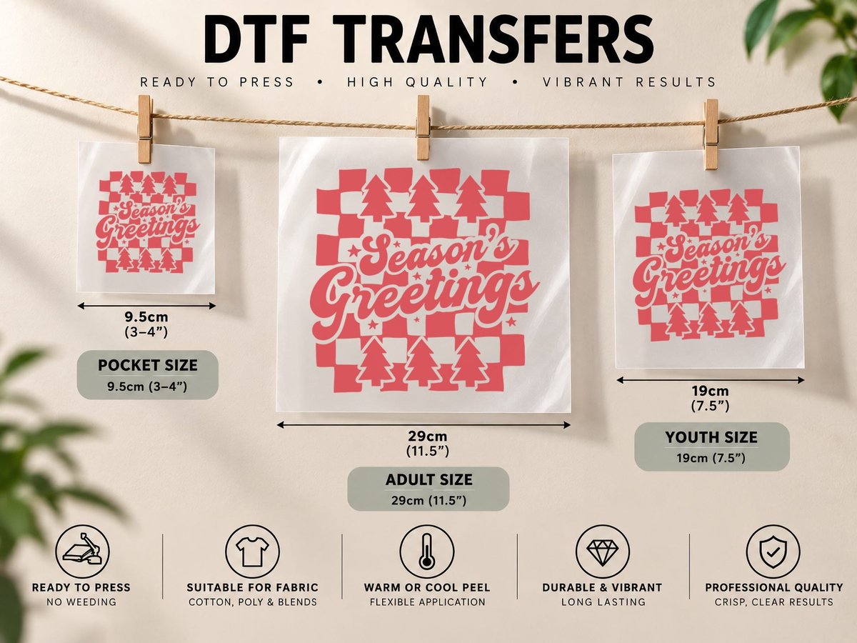 Season's Greetings Boho Floral Quote DTF Transfer Iron On
