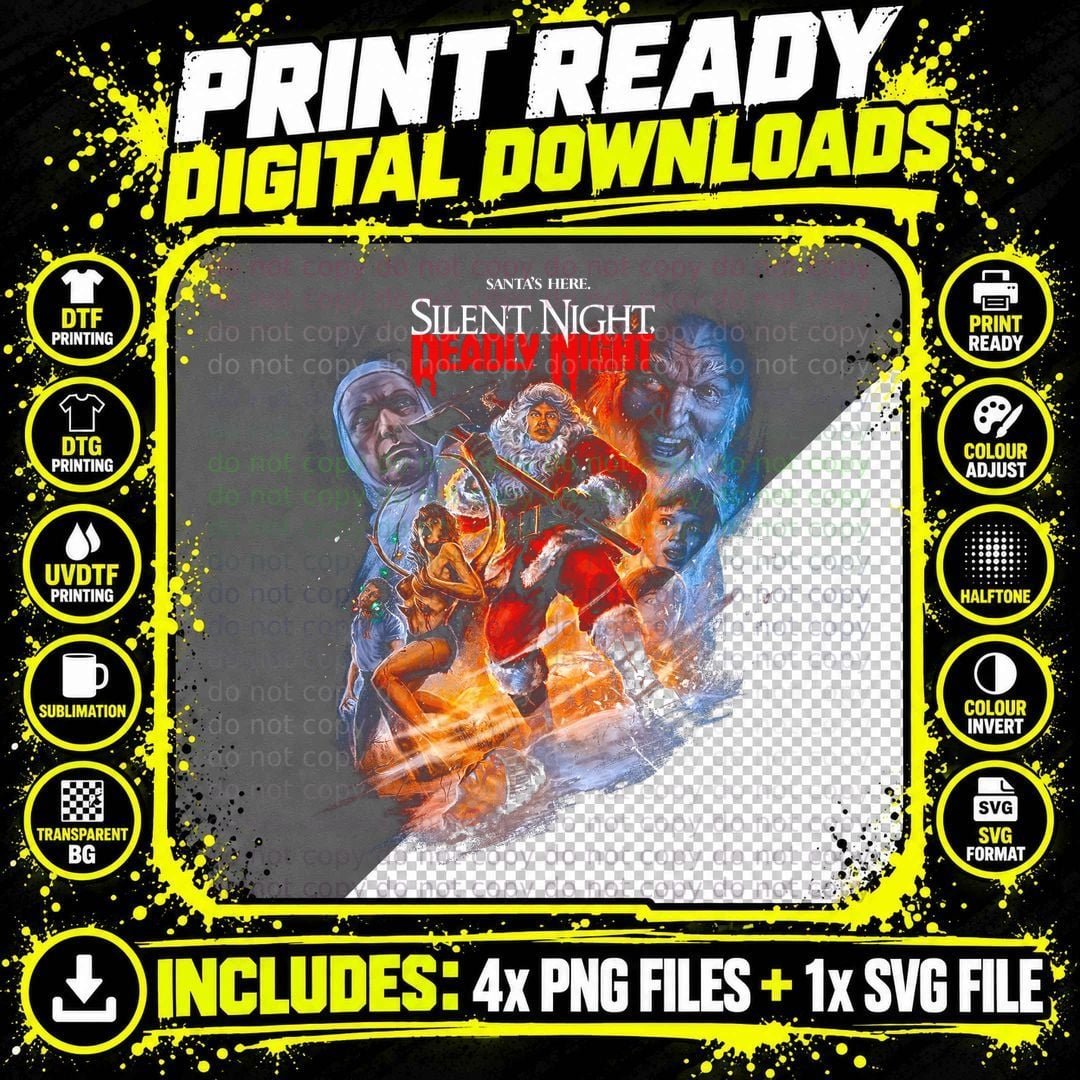Silent Night Deadly Santa's Here Holiday Horror Png SVG Digital Bundle