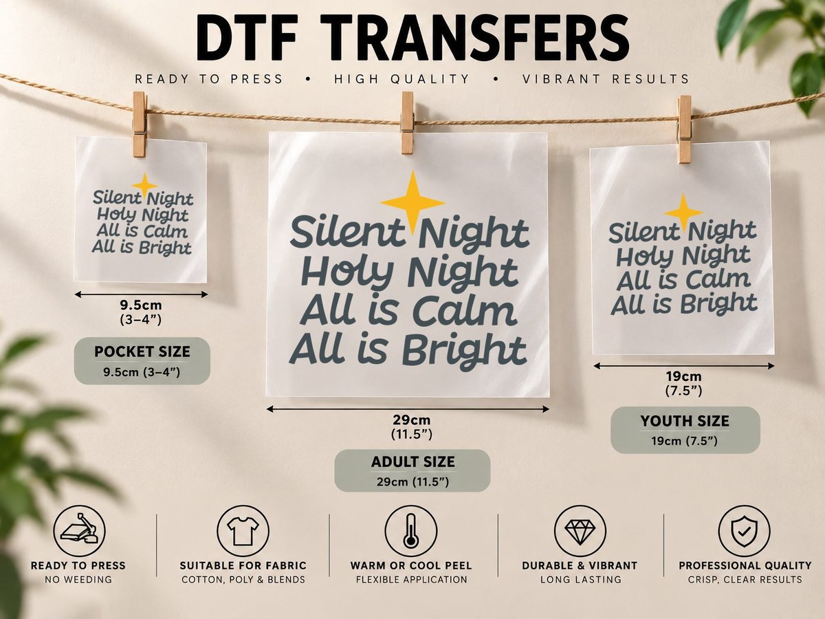 Silent Night Holy Night DTF Transfer Iron On