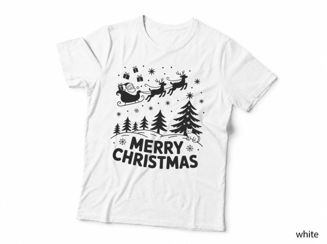 Silhouette Holiday Scene Christmas T-Shirt, Funny Xmas Graphic Tee