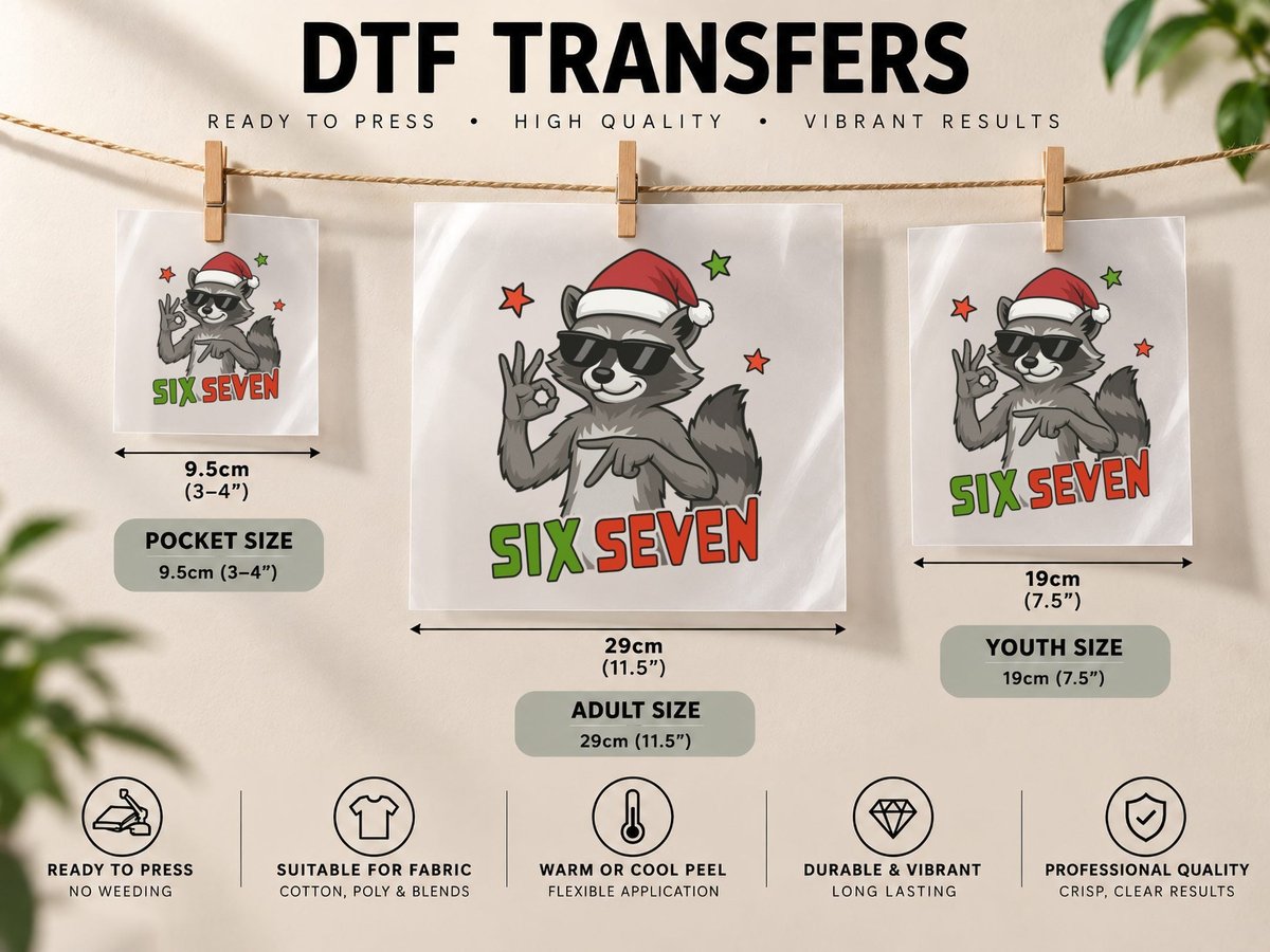 Six Seven Christmas, Funny Xmas, Funny Christmas Gift DTF Transfer Iron On