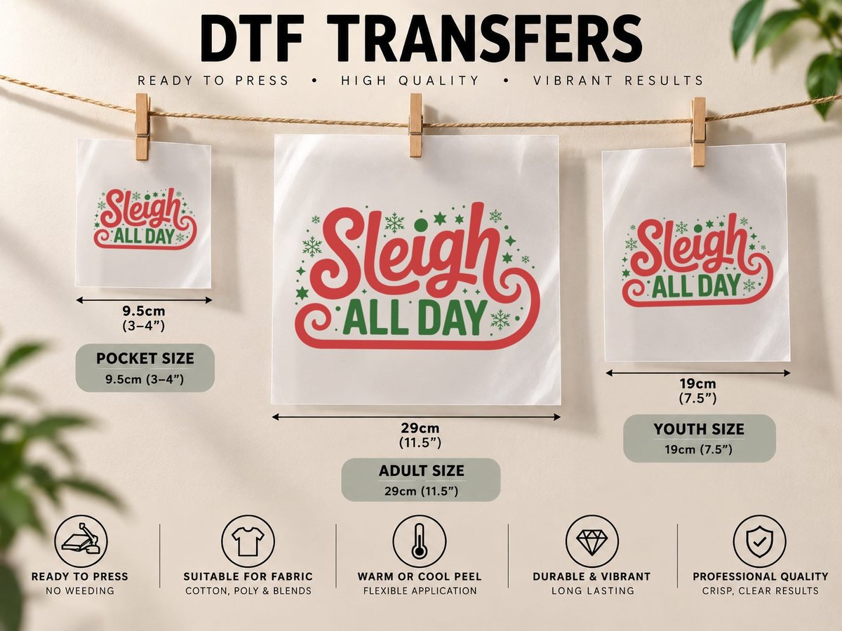 Sleigh All Day Christmas, Funny Xmas, Funny Christmas Gift DTF Transfer Iron On
