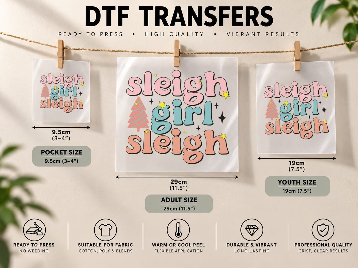 Sleigh Girl Sleigh Funny Girl, Festive Christmas Tree with DTF Transfer Iron On