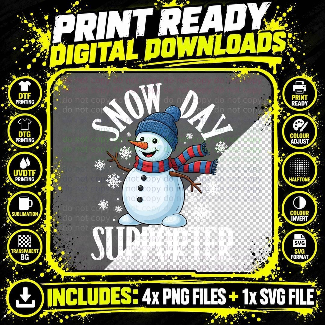 Snow Day Supporter Winter T-Shirt, Snowman in Winter Png SVG Digital Bundle