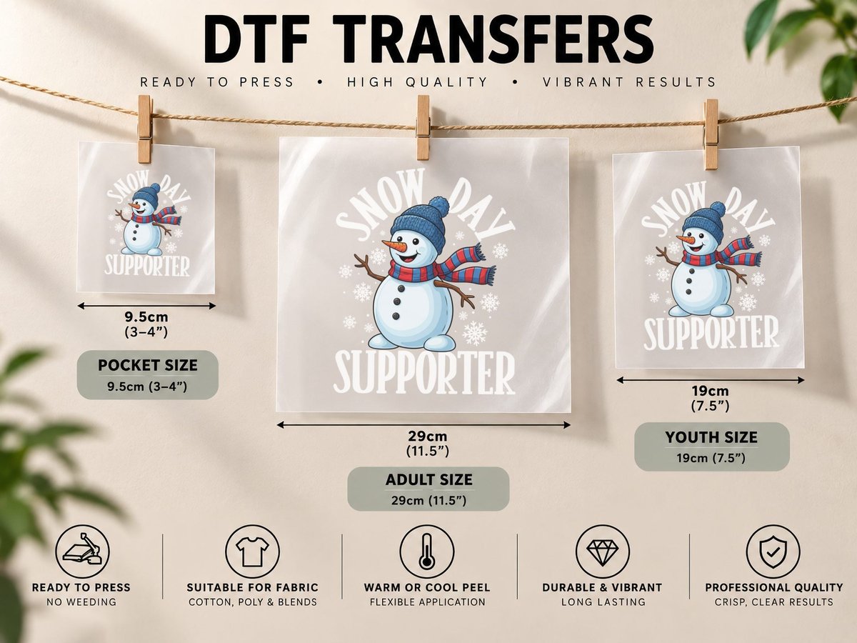 Snow Day Supporter Winter, Snowman in Winter Attire with DTF Transfer Iron On