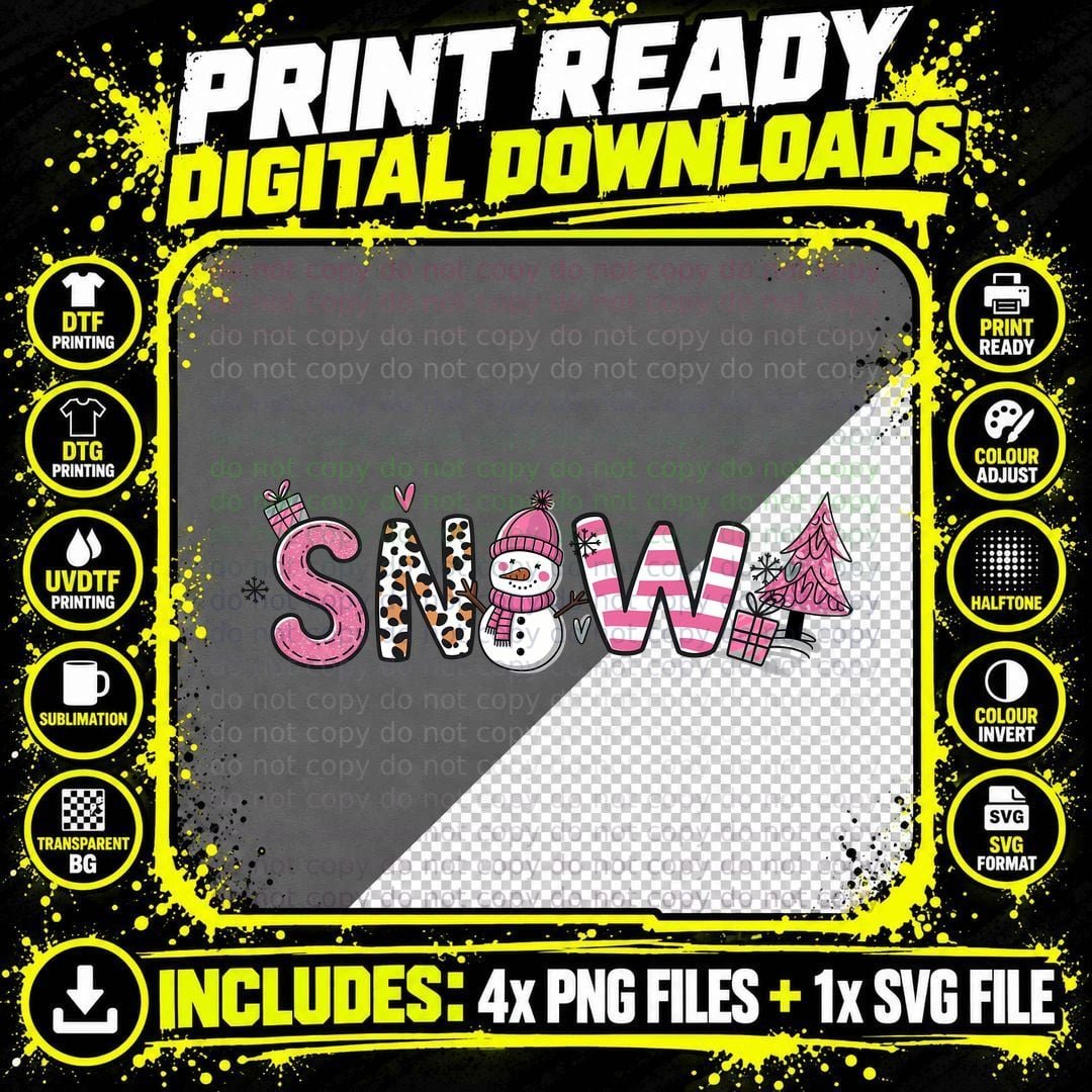 Snow Winter T-Shirt, Festive Winter Illustration with Png SVG Digital Bundle