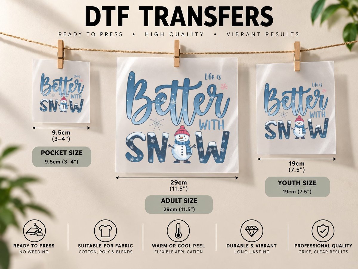 Snow Winter, Snowman in Winter Attire with Graphic DTF Transfer Iron On