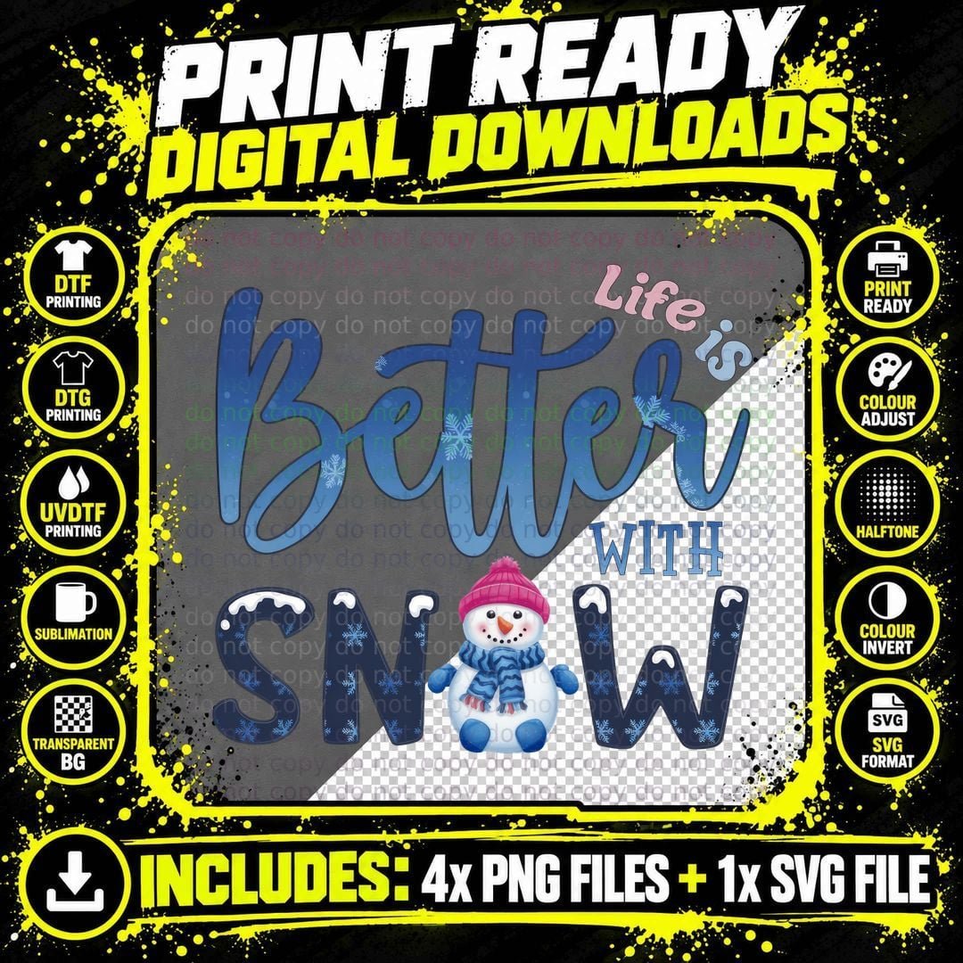Snow Winter T-Shirt, Winter Snowman Illustration Graphic Png SVG Digital Bundle